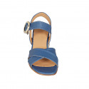 Sandale pour femmes en cuir bleu avec courroie talon 5 - Pointures disponibles:  42