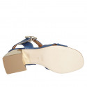 Sandalia para mujer en piel azul con cinturon tacon 5 - Tallas disponibles:  42