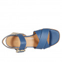 Sandale pour femmes en cuir bleu avec courroie talon 5 - Pointures disponibles:  42