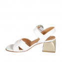 Sandale pour femmes avec courroie en cuir blanc talon 5 - Pointures disponibles:  45