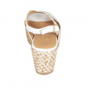 Woman's platform sandal in white leather wedge heel 6 - Available sizes:  43, 44