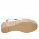 Sandale pour femmes avec plateforme en cuir blanc talon compensé 6 - Pointures disponibles:  43, 44