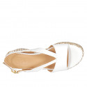 Woman's platform sandal in white leather wedge heel 6 - Available sizes:  43, 44