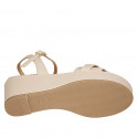 Woman's strap sandal in rose and light blue leather wedge heel 6 - Available sizes:  44