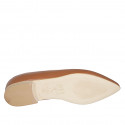 Mocasin à bout pointu pour femmes en cuir cognac avec talon 2 - Pointures disponibles:  42, 44