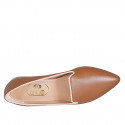 Mocassino a punta da donna in pelle color cuoio con tacco 2 - Misure disponibili: 42, 44