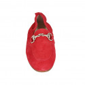 Woman's mocassin in red suede with accessory heel 2 - Available sizes:  44, 45