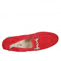 Mocassin pour femmes en daim rouge avec accessoire talon 2 - Pointures disponibles:  44, 45