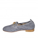 Woman's mocassin with accessory in dark blue denim-like suede heel 2 - Available sizes:  45