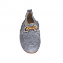 Woman's mocassin with accessory in dark blue denim-like suede heel 2 - Available sizes:  45