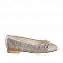 Ballerine à bout pointu pour femmes avec arc en cuir lamé platine et tissu tressé multicouleur talon 2 - Pointures disponibles:  43, 44