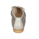 Bailerina a punta con moño en piel laminada platino y tejido trensado multicolor tacon 2 - Tallas disponibles:  43, 44