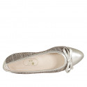 Ballerine à bout pointu pour femmes avec arc en cuir lamé platine et tissu tressé multicouleur talon 2 - Pointures disponibles:  43, 44