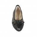 Woman's ballerina shoe with bow in black leather and multicolored braided fabric heel 2 - Available sizes:  44