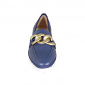 Mocassino da donna in pelle blu con catena zeppa 2 - Misure disponibili: 33, 43, 44, 45