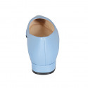 Woman's pointy ballerina shoe in light blue leather heel 2 - Available sizes:  33, 34, 44