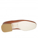 Woman's loafer in cognac brown leather with accessory heel 3 - Available sizes:  42, 45