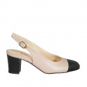 Woman's slingback pump in black and nude leather heel 6 - Available sizes:  42