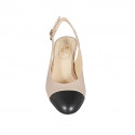 Woman's slingback pump in black and nude leather heel 6 - Available sizes:  42