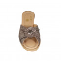 Sabo para mujer en gamuza bronce oscuro y  gamuza bronce oscuro con lunares imprimidos cuña 6 - Tallas disponibles:  42