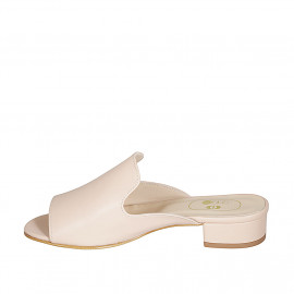 Mules pour femmes en cuir rose talon 3 - Pointures disponibles:  42, 44 2