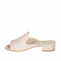 Woman's mules in rose leather heel 3 - Available sizes:  42, 44