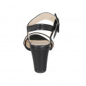 Woman's sandal with buckle in black leather heel 8 - Available sizes:  32