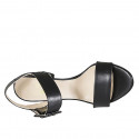 Woman's sandal with buckle in black leather heel 8 - Available sizes:  32
