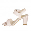 Woman's sandal with buckle in rose leather heel 8 - Available sizes:  34