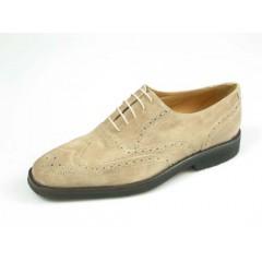 Chaussure Oxford à lacets pour hommes avec bout Brogue en daim couleur beige sable - Pointures disponibles:  52, 54