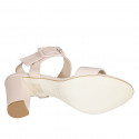 Woman's sandal with buckle in rose leather heel 8 - Available sizes:  34