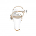 Woman's sandal with elastic band in white leather heel 8 - Available sizes:  42