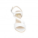 Sandalia con elastico para mujer en piel blanca tacon 8 - Tallas disponibles:  42