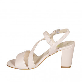 Sandale pour femmes avec elastique en cuir rose talon 8 - Pointures disponibles:  43 2