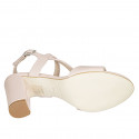 Sandale pour femmes avec elastique en cuir rose talon 8 - Pointures disponibles:  43