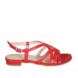 Sandalo da donna in pelle rossa tacco 2 - Misure disponibili: 32