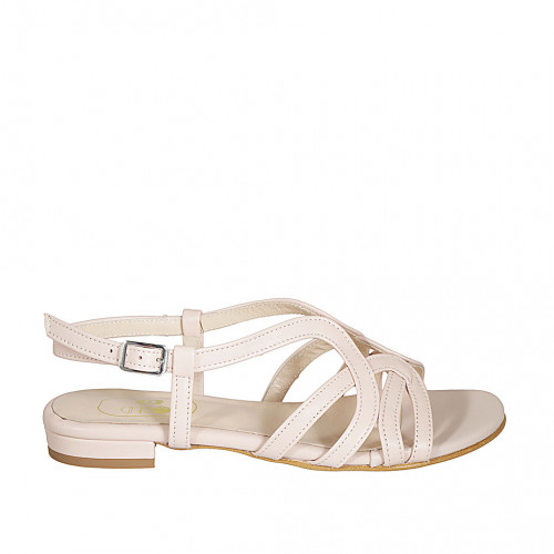 Sandale pour femmes en cuir rose clair talon 2 - Pointures disponibles:  32, 33