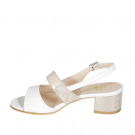 Sandale pour femmes en cuir blanc et lamé platine talon 5 - Pointures disponibles:  32 2
