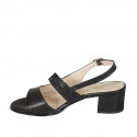Sandale pour femmes en cuir et cuir lamé noir talon 5 - Pointures disponibles:  45
