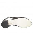 Woman's sandal in black and gray and silver laminated leather heel 3 - Available sizes:  45