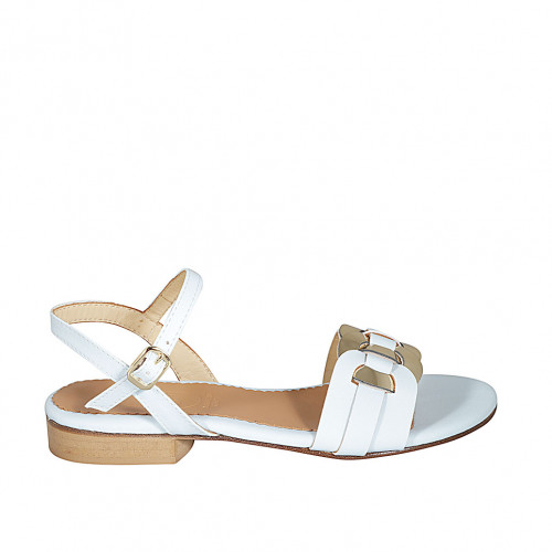 Woman's sandal with golden leather...