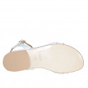 Woman's sandal with golden leather accessory and strap in light bue leather heel 2 - Available sizes:  32
