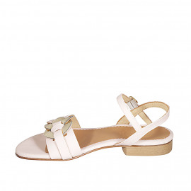 Sandalo da donna con accessorio in pelle oro e cinturino in pelle rosa tacco 2 - Misure disponibili: 33 2