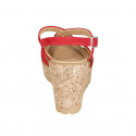 Woman's sandal with crossed straps in red suede with platform and wedge heel 9 - Available sizes:  31