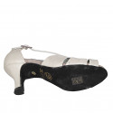 Dancing shoes with crossed strap and open toe in laminated platinum suede heel 8 - Available sizes:  33, 42, 43, 44