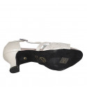Dancing shoes with strap in platinum laminated suede heel 5 - Available sizes:  33, 42, 43, 44