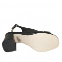 Sandalo da donna in pelle nera con accessorio dorato e tacco 8 - Misure disponibili: 32, 33, 34