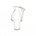 Woman's open shoe with crossed strap in white leather heel 8 - Available sizes:  43, 44