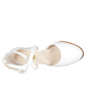 Woman's open shoe with crossed strap in white leather heel 8 - Available sizes:  43, 44