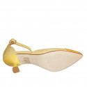 Woman's pointy open shoe with strap in yellow and orange suede heel 6 - Available sizes:  42, 43